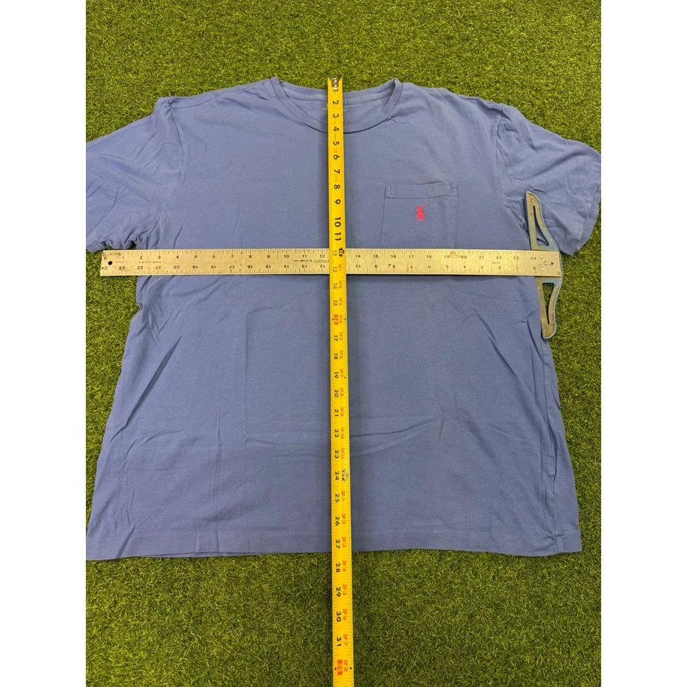 Polo Ralph Lauren Mens XL Blue Pocket T-Shirt‎ Red Pony Logo Short Sleeve Cotton
